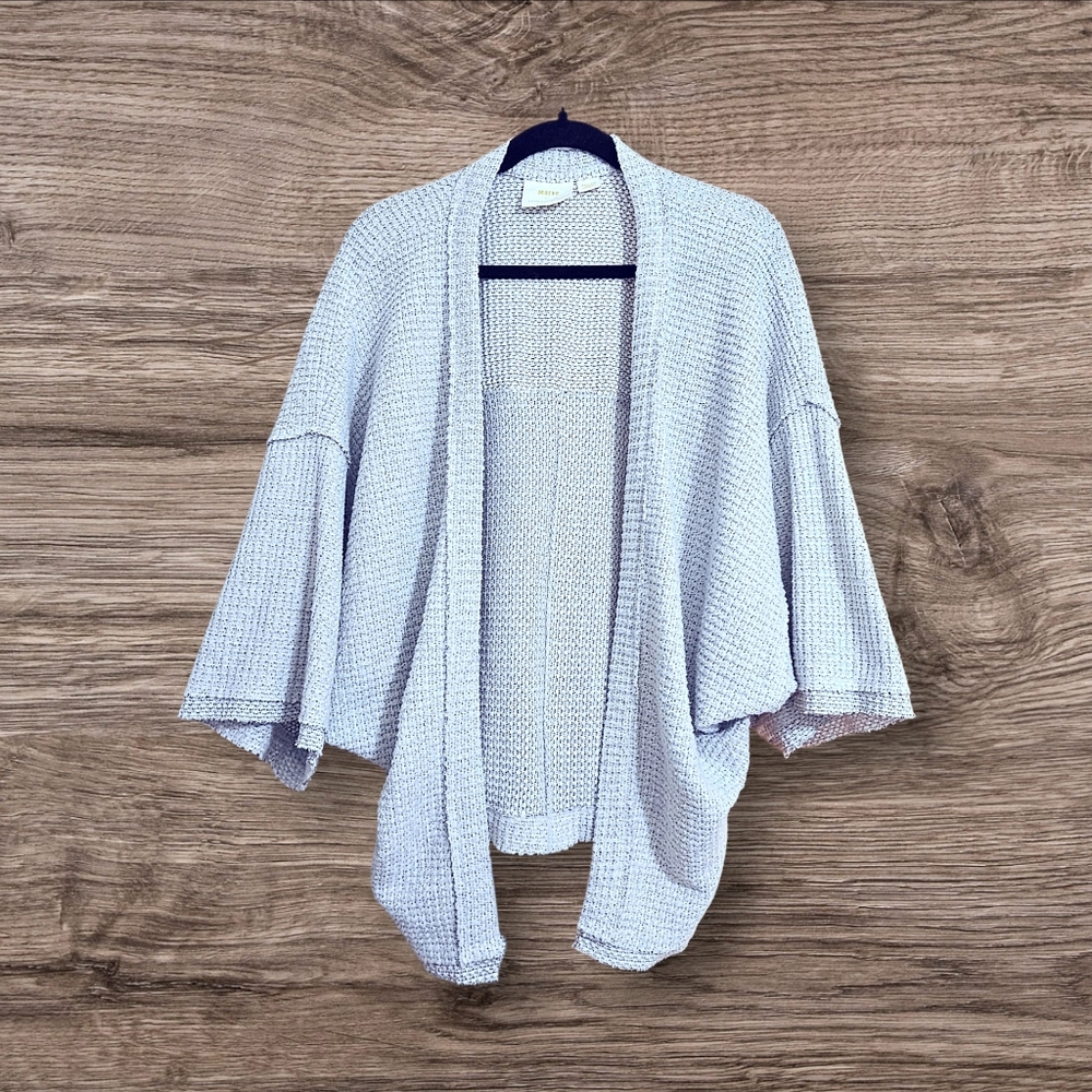 Maeve Anthropologie Oversized Gray Waffle Knit Poncho Shawl Comfy Cardigan Med